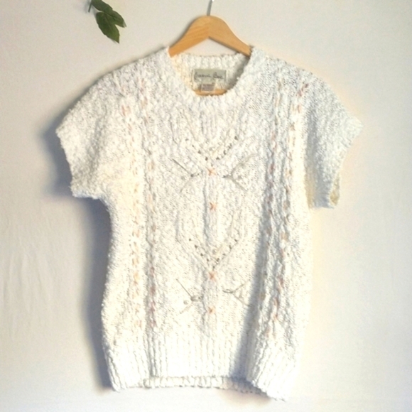 Vintage Tops - 90's Y2K Sweater Blouse Vintage 90s Fairycore Cottagecore Grunge Size Large